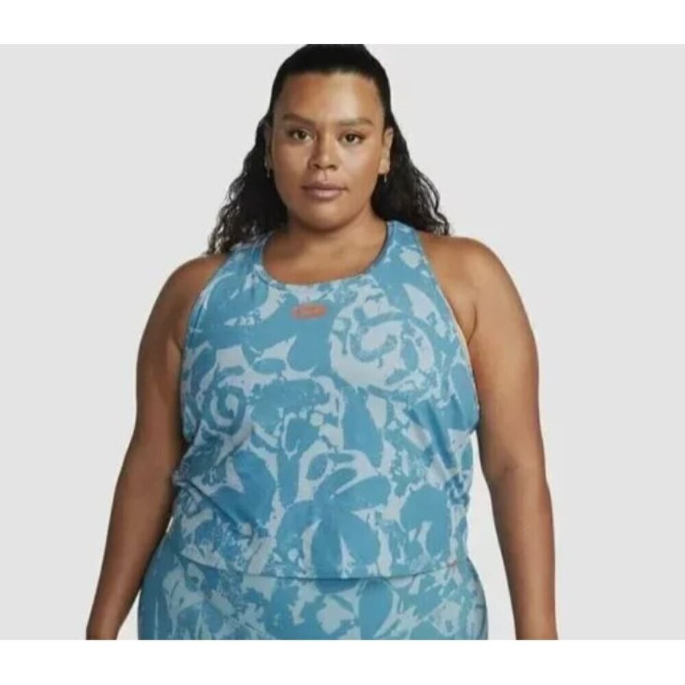 NEW! Nike Dri-Fit One Luxe Icon Clash Training Tank Top Blue Plus Size 2X